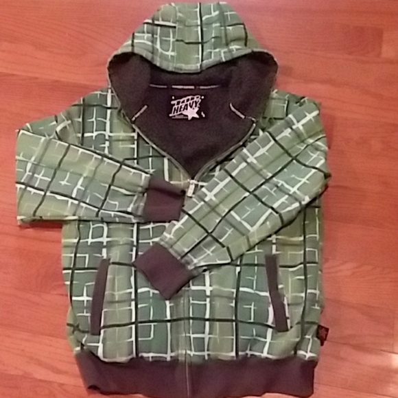 Top Heavy Other - 3/$20  Stylish Green plaid warm lined hoodie
